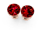 10K Rose Gold 3.87 Carat Round Ruby Stud Earrings