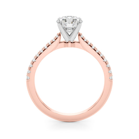 Rose gold Round Cut Solitaire Diamond Engagement Ring with Pave Band and Four-Prong Setting 2