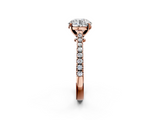 Rose gold Round Cut Solitaire Diamond Engagement Ring with Pave Band and Four-Prong Setting_170