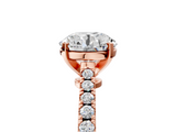 Rose gold Round Cut Solitaire Diamond Engagement Ring with Pave Band and Four-Prong Setting_173