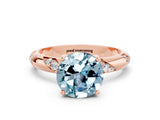 Rose gold Round Cut Solitaire Diamond Engagement Ring with Twisted Pave Band and Four-Prong Setting