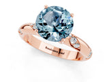 Rose gold Round Cut Solitaire Diamond Engagement Ring with Twisted Pave Band and Four-Prong Setting_1