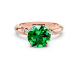 Rose gold Round Cut Solitaire Diamond Engagement Ring with Twisted Pave Band and Four-Prong Setting