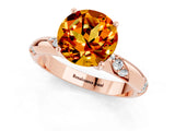 Rose gold Round Cut Solitaire Diamond Engagement Ring with Twisted Pave Band and Four-Prong Setting_1