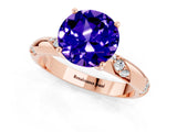 Rose gold Round Cut Solitaire Diamond Engagement Ring with Twisted Pave Band and Four-Prong Setting_1