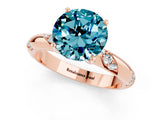 Rose gold Round Cut Solitaire Diamond Engagement Ring with Twisted Pave Band and Four-Prong Setting_1