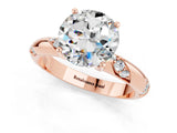 Rose gold Round Cut Solitaire Diamond Engagement Ring with Twisted Pave Band and Four-Prong Setting_1