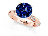Rose gold Round Cut Solitaire Diamond Engagement Ring with Twisted Pave Band and Four-Prong Setting_1