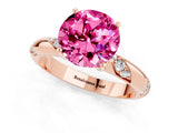 Rose gold Round Cut Solitaire Diamond Engagement Ring with Twisted Pave Band and Four-Prong Setting_1