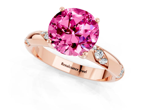 Rose gold Round Cut Solitaire Diamond Engagement Ring with Twisted Pave Band and Four-Prong Setting_1