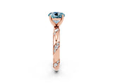 Rose gold Round Cut Solitaire Diamond Engagement Ring with Twisted Pave Band and Four-Prong Setting_2