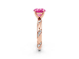 Rose gold Round Cut Solitaire Diamond Engagement Ring with Twisted Pave Band and Four-Prong Setting_2