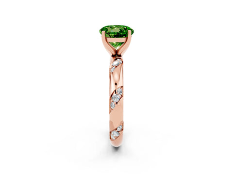 Rose gold Round Cut Solitaire Diamond Engagement Ring with Twisted Pave Band and Four-Prong Setting_2