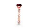 Rose gold Round Cut Solitaire Diamond Engagement Ring with Twisted Pave Band and Four-Prong Setting_2