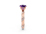 Rose gold Round Cut Solitaire Diamond Engagement Ring with Twisted Pave Band and Four-Prong Setting_2
