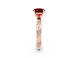 Rose gold Round Cut Solitaire Diamond Engagement Ring with Twisted Pave Band and Four-Prong Setting_2