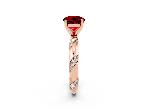 Rose gold Round Cut Solitaire Diamond Engagement Ring with Twisted Pave Band and Four-Prong Setting_2