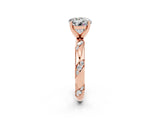 Rose gold Round Cut Solitaire Diamond Engagement Ring with Twisted Pave Band and Four-Prong Setting_2
