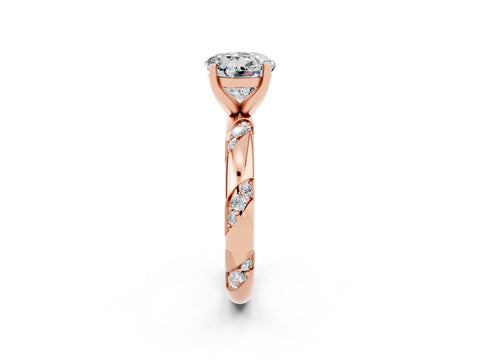 Rose gold Round Cut Solitaire Diamond Engagement Ring with Twisted Pave Band and Four-Prong Setting_2