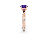 Rose gold Round Cut Solitaire Diamond Engagement Ring with Twisted Pave Band and Four-Prong Setting_2