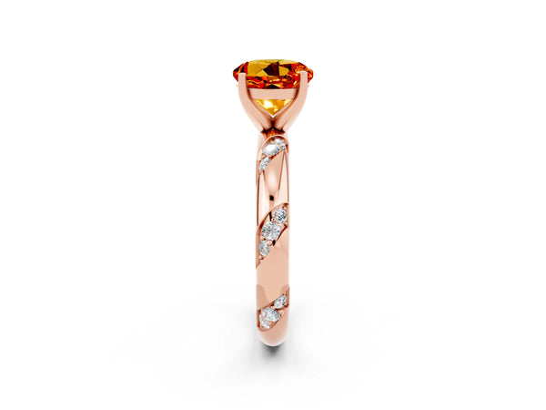 Rose gold Round Cut Citrine Solitaire Engagement Ring with Twisted Round  Accent Band and Prong Setting