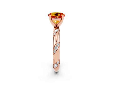 Rose gold Round Cut Solitaire Diamond Engagement Ring with Twisted Pave Band and Four-Prong Setting_2