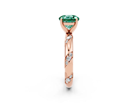 Rose gold Round Cut Solitaire Diamond Engagement Ring with Twisted Pave Band and Four-Prong Setting_2