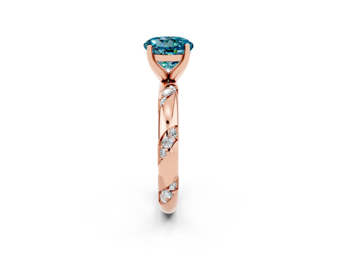 Rose gold Round Cut Solitaire Diamond Engagement Ring with Twisted Pave Band and Four-Prong Setting_2