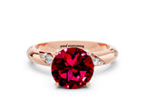 Rose gold Round Cut Solitaire Diamond Engagement Ring with Twisted Pave Band and Four-Prong Setting