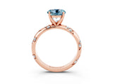 Rose gold Round Cut Solitaire Diamond Engagement Ring with Twisted Pave Band and Four-Prong Setting_3