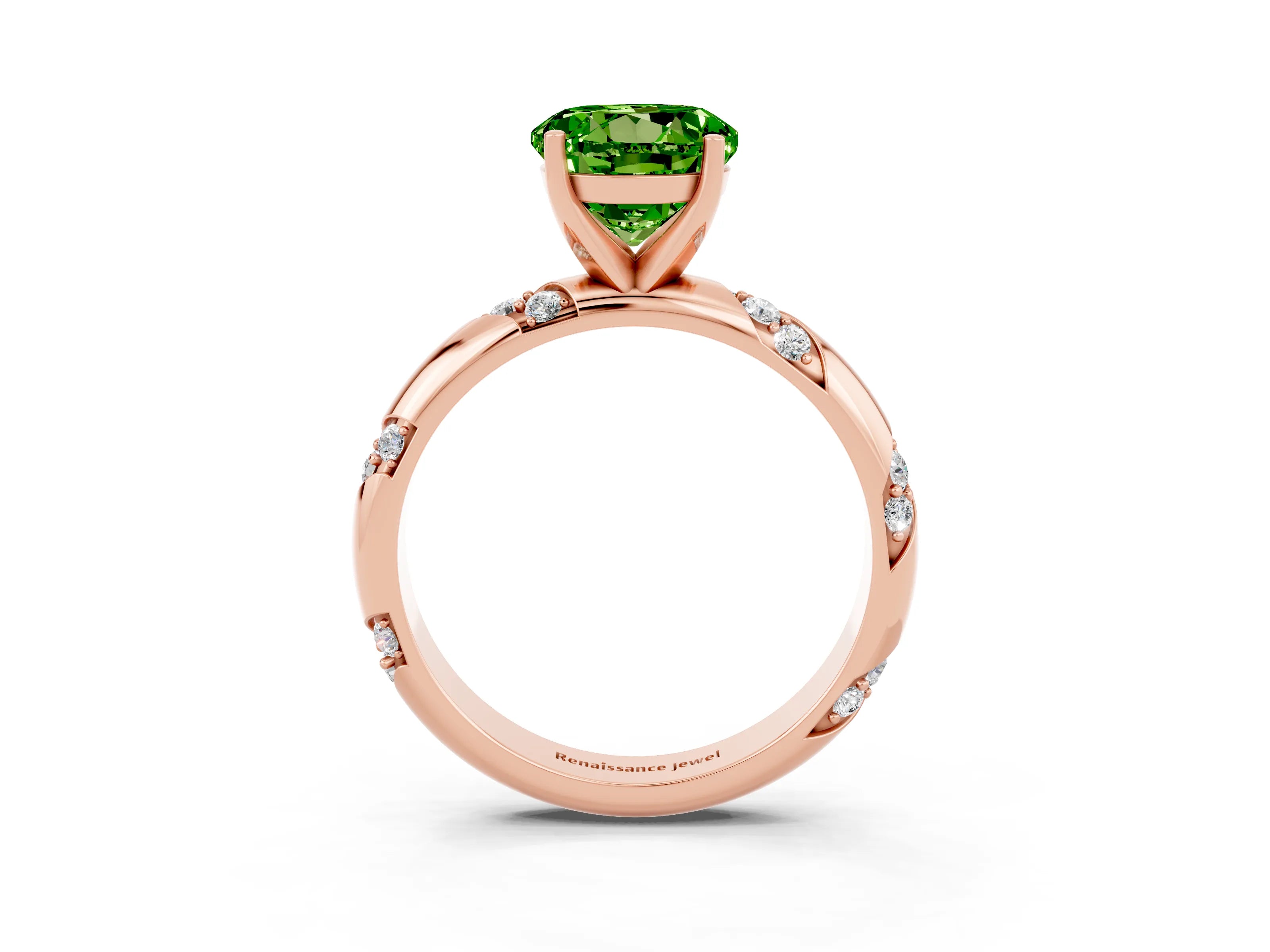 Rose gold Round Cut Solitaire Diamond Engagement Ring with Twisted Pave Band and Four-Prong Setting_3