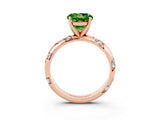 Rose gold Round Cut Solitaire Diamond Engagement Ring with Twisted Pave Band and Four-Prong Setting_3