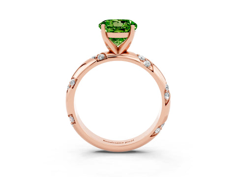 Rose gold Round Cut Solitaire Diamond Engagement Ring with Twisted Pave Band and Four-Prong Setting_3