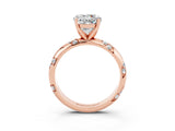 Rose gold Round Cut Solitaire Diamond Engagement Ring with Twisted Pave Band and Four-Prong Setting_3