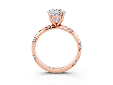 Rose gold Round Cut Solitaire Diamond Engagement Ring with Twisted Pave Band and Four-Prong Setting_3