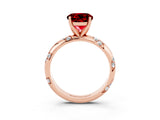 Rose gold Round Cut Solitaire Diamond Engagement Ring with Twisted Pave Band and Four-Prong Setting_3