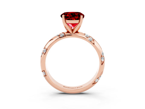 Rose gold Round Cut Solitaire Diamond Engagement Ring with Twisted Pave Band and Four-Prong Setting_3