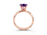 Rose gold Round Cut Solitaire Diamond Engagement Ring with Twisted Pave Band and Four-Prong Setting_3