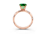 Rose gold Round Cut Solitaire Diamond Engagement Ring with Twisted Pave Band and Four-Prong Setting_3