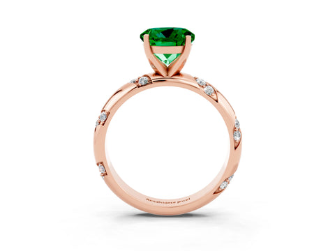 Rose gold Round Cut Solitaire Diamond Engagement Ring with Twisted Pave Band and Four-Prong Setting_3