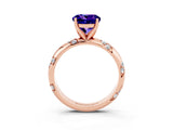 Rose gold Round Cut Solitaire Diamond Engagement Ring with Twisted Pave Band and Four-Prong Setting_3