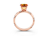 Rose gold Round Cut Solitaire Diamond Engagement Ring with Twisted Pave Band and Four-Prong Setting_3