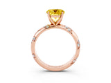 Rose gold Round Cut Solitaire Diamond Engagement Ring with Twisted Pave Band and Four-Prong Setting_3