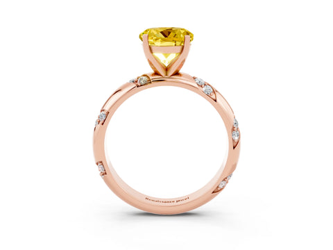 Rose gold Round Cut Solitaire Diamond Engagement Ring with Twisted Pave Band and Four-Prong Setting_3