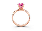 Rose gold Round Cut Solitaire Diamond Engagement Ring with Twisted Pave Band and Four-Prong Setting_3