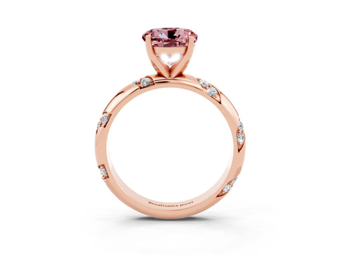 Rose gold Round Cut Solitaire Diamond Engagement Ring with Twisted Pave Band and Four-Prong Setting_3