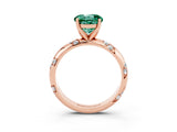 Rose gold Round Cut Solitaire Diamond Engagement Ring with Twisted Pave Band and Four-Prong Setting_3