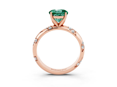 Rose gold Round Cut Solitaire Diamond Engagement Ring with Twisted Pave Band and Four-Prong Setting_3