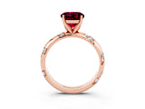 Rose gold Round Cut Solitaire Diamond Engagement Ring with Twisted Pave Band and Four-Prong Setting_3