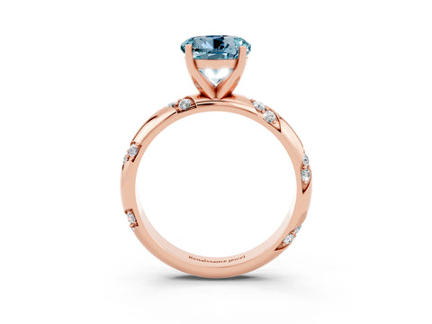 Rose gold Round Cut Solitaire Diamond Engagement Ring with Twisted Pave Band and Four-Prong Setting_3